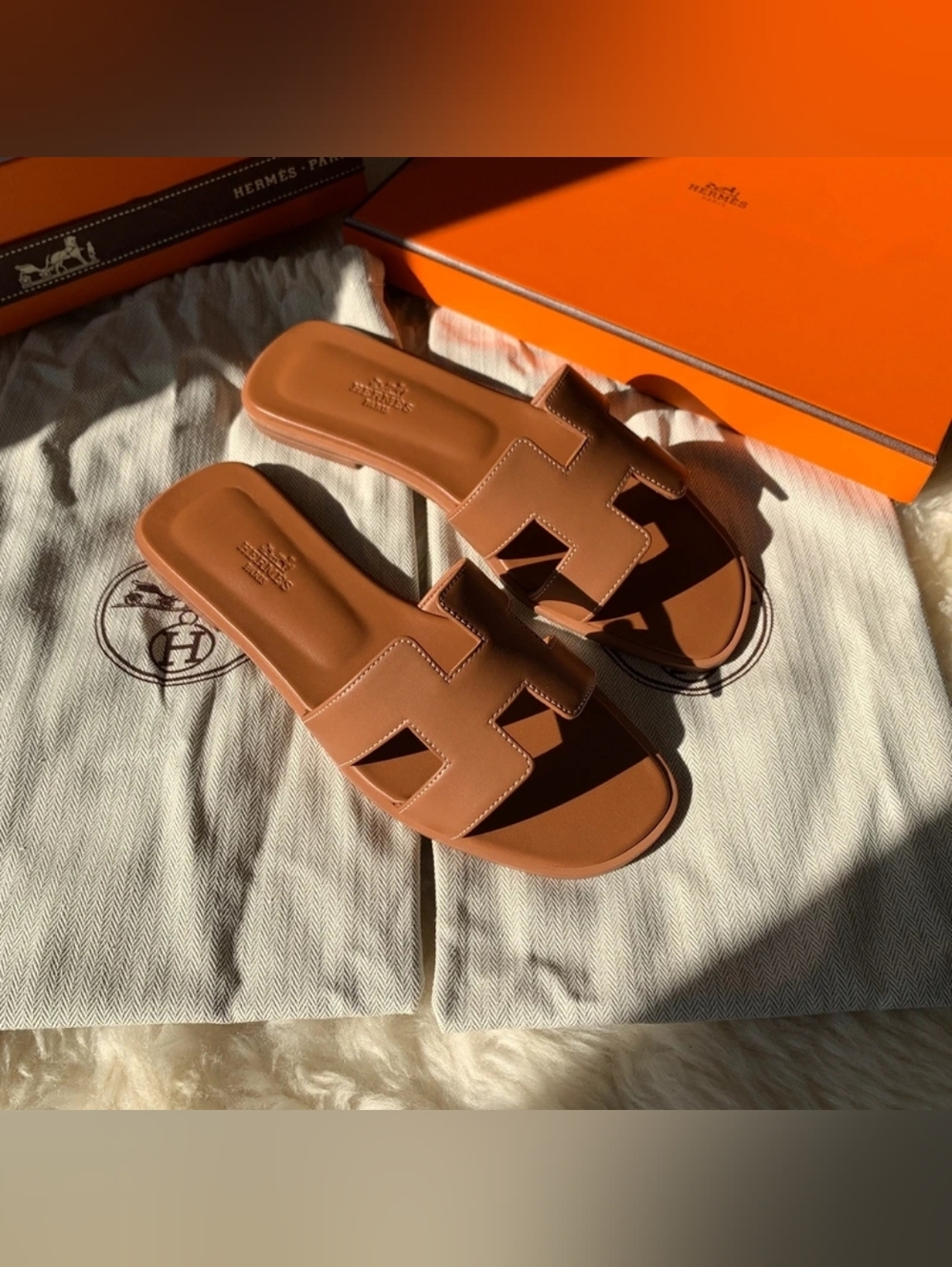 Hermes Brown Oran Sandals